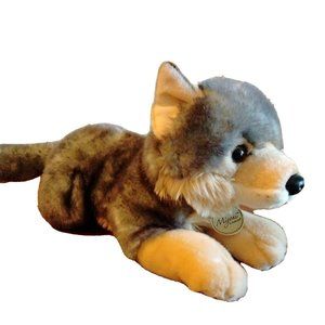 Aurora Miyoni Wolf Lifelike Gray & Cream  19" from nose to end of tail NWOT